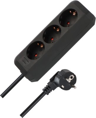 Eco-Line Steckdosenleiste 3-fach schwarz 1,5m H05VV-F 3G1,5