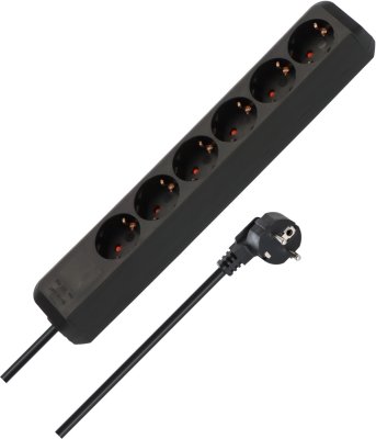 Eco-Line Steckdosenleiste 6-fach schwarz 1,5m H05VV-F 3G1,5