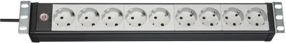 Premium-Line 19" Steckdosenleiste für Schaltschränke 9-fach schwarz/lichtgrau 3m H05VV-F 3G1,5 19"-Format - Produktbild