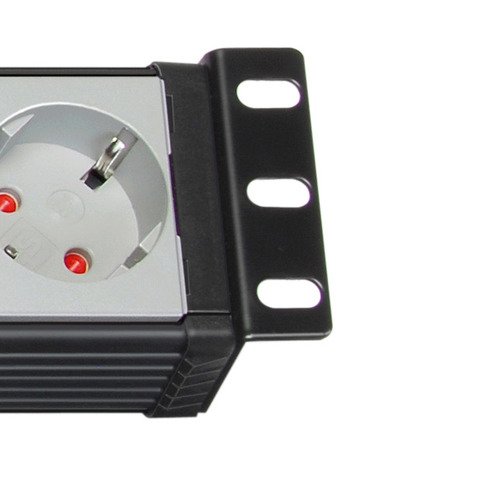 Premium-Line 19" Steckdosenleiste für Schaltschränke 9-fach schwarz/lichtgrau 3m H05VV-F 3G1,5 19"-Format - Produktansicht