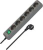 Eco-Line Steckdosenleiste mit Schalter 6-fach silbergrau 1,5m H05VV-F 3G1,5