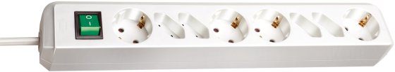 Eco-Line Steckdosenleiste mit Schalter 4 Schutzkontakt- und 4 Euro-Steckdosen wei&szlig; 1,5m H05VV-F 3G1,5 - Produktbild