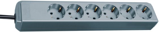 Eco-Line Steckdosenleiste 6-fach silbergrau 1,5m H05VV-F 3G1,5 - Produktbild