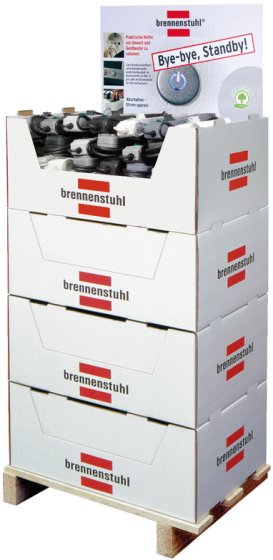 Eco-Line Steckdosenleisten- Sortiment mit Schalter 116x 6-fach-Steckdosenleisten 4 Displays auf kleiner Palette, 32xWeiß, 32xSchwarz, 28xLichtgrau, 24xSilbergrau - Produktbild