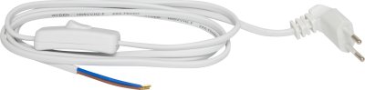 Euro-Anschlusskabel mit Zwischenschalter und Winkelstecker 1,8m weiss H05VVH2-F 2x0,75