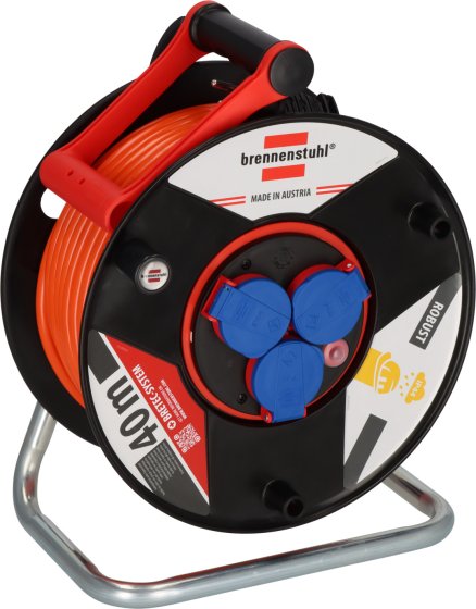 Garant&reg; Kabeltrommel ST 290 IP44 mit Bretec, 3x Typ F, 40m AT-N07V3V3-F 3G1,5 orange - Produktbild
