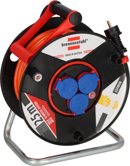 Garant&reg; Kabeltrommel ST 290 IP44 mit Bretec, 3x Typ F, 25m AT-N07V3V3-F 3G2,5 orange - Produktbild