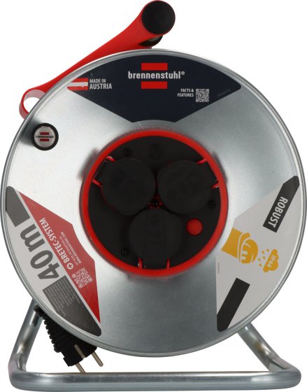 Professional Kabeltrommel SK 290 IP44 mit Bretec, 3x Typ F, 40m AT-N07V3V3-F 3G1,5 orange - Produktansicht