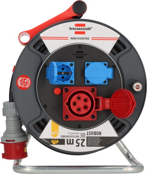 Professional CEE/5 Kabeltrommel ST 300 IP44, Phasenwender, 1xCEE 400V/16A + 2x Typ F, 25m H07RN-F 5G2.5 - Produktansicht