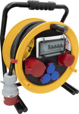 Brobusta CEE/5  FI+LS Kabeltrommel ST 380 IP44, 1x CEE 400V/32A, 1x CEE 400V/16A, 3x Typ F, 25m H07RN-F 5G4,0 