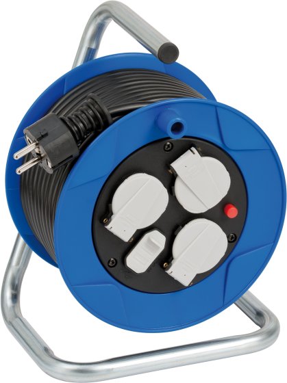 Garant 180 Kompakt Kabeltrommel, 3x Schutzkontakt-Steckdosen 230V/16A, 2x USB-A Ladefunktion, 15m H05VV-F3G1,5 schwarz - Produktbild