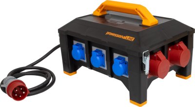professionalLINE Gummi-Stromverteiler&nbsp;BSV 5 3/6 N525 AT 16A FI 2m H07RN-F&nbsp;5G2,5 3xCEE 400V/16A, 6x Schutzkontakt 230V/16A