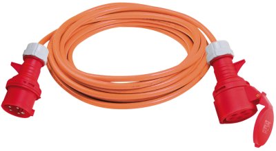CEE Verlängerungskabel (PUR-Kabel), CEE-Kupplung und CEE-Stecker 400V/16A, Kabel 15m H07BQ-F 5G2,5 orange 