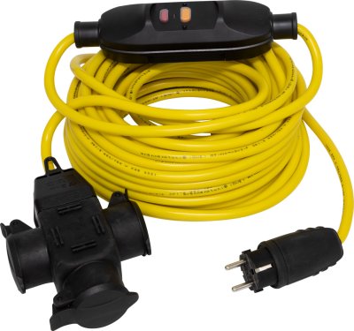 Verlängerung mit dreifach m. FI *AT* 1,5m+18,5m N07V3V3-F 3G1.5 gelb