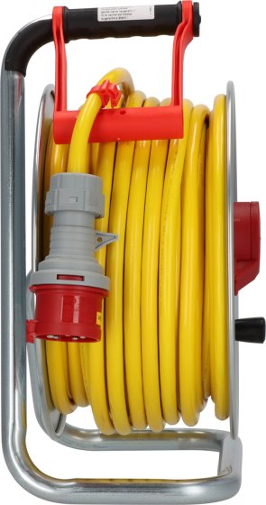 Professional CEE/5 Kabeltrommel SK 320 IP44 mit Phasenwender, 1xCEE/5 400V/16A, 2x Typ F, 33m AT-N07V3V3-F 5G2,5 gelb - Produktansicht