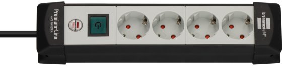 Premium-Line Steckdosenleiste 4-fach schwarz/lichtgrau 5m H05VV-F 3G1,5 - Produktbild