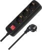 3-fach Steckdose schwarz mit Schalter 1,4 m H05VV-F 3G1,5
