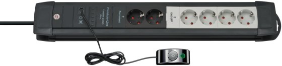 Premium-Line Comfort Switch Plus Steckdosenleiste 6-fach schwarz/lichtgrau 3m H05VV-F 3G1,5 2 permament, 4 schaltbar - Produktbild