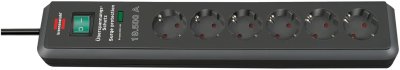 Secure-Tec 19.500A Überspannungsschutz-Steckdosenleiste 6-fach anthrazit 2m H05VV-F 3G1,5