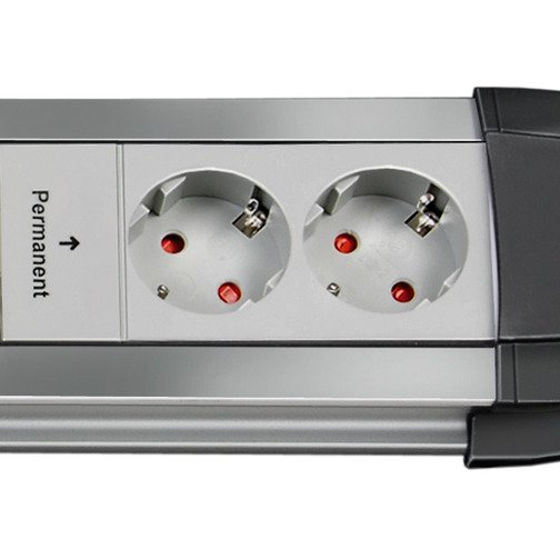Premium-Alu-Line Technik Steckdosenleiste 6-fach 3m H05VV-F 3G1,5 2 permanent 4 schaltbar - Produktansicht