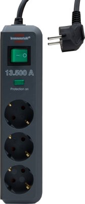 Eco-Line 13.500A Überspannungsschutz-Steckdosenleiste 3-fach anthrazit 1,5m H05VV-F 3G1,5