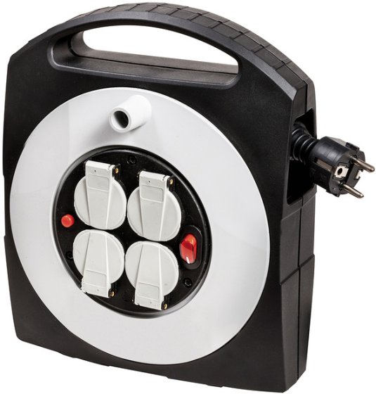 Primera-Line Kabelbox-S 4-fach mit Schalter schwarz/lichtgrau 10m H05VV-F 3G1,5 - Produktbild
