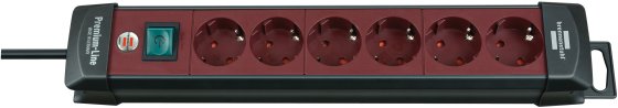 Premium-Line Steckdosenleiste 6-fach schwarz/bordeaux 3m H05VV-F 3G1,5 - Produktbild