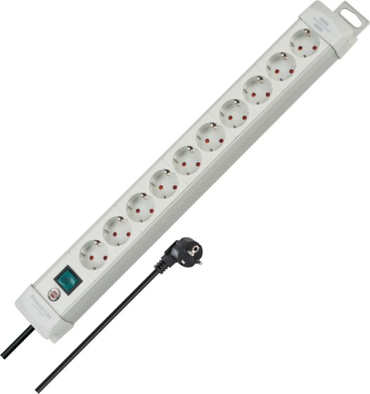 Premium-Line Steckdosenleiste 10-fach lichtgrau 3m H05VV-F 3G1,5 - Produktbild