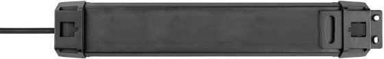 Premium-Line Technik Steckdosenleiste 6-fach schwarz 3m H05VV-F 3G1,5 2 permament, 4 schaltbar - Produktansicht