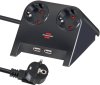 Desktop-Power USB-Charger mit 2 USB Ladebuchsen 2100mA 2-fach schwarz poliert 1,8m H05VV-F 3G1,5