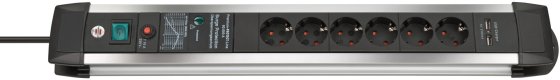 Premium-Protect-Line 60.000A &Uuml;berspannungsschutz-Steckdosenleiste mit USB-Ladefunktion 6-fach 3m H05VV-F 3G1,5 - Produktbild