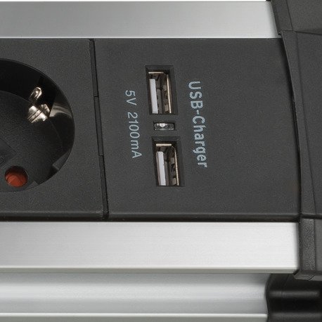 Premium-Protect-Line 60.000A &Uuml;berspannungsschutz-Steckdosenleiste mit USB-Ladefunktion 6-fach 3m H05VV-F 3G1,5 - Produktansicht