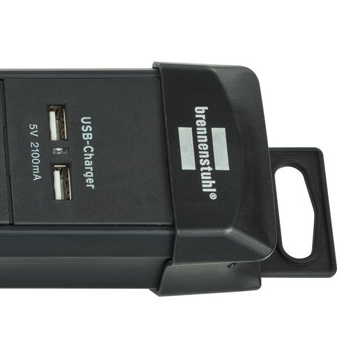 Premium-Line Steckdosenleiste mit USB-Ladefunktion 6-fach schwarz 3m H05VV-F 3G1,5 - Produktansicht