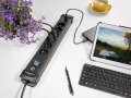 Premium-Line Steckdosenleiste mit USB-Ladefunktion 6-fach schwarz 3m H05VV-F 3G1,5 - Anwendungsbild