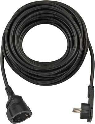 Qualitäts-Kunststoff-Verlängerungskabel mit Flachstecker 10m H05VV-F3G1,5 schwarz