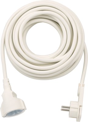 Qualitäts-Kunststoff-Verlängerungskabel mit Flachstecker 10m H05VV-F3G1,5 weiss
