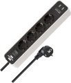 Ecolor Steckdosenleiste mit USB-Ladefunktion 4-fach weiß/schwarz 1,5m H05VV-F 3G1,5 mit Schalter - Produktbild