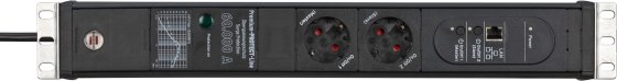 Premium-Web-Line V3 Internet-Steckdosenleiste 19" mit ÜSS 2-fach schwarz 3m H05VV-F3G1,5 - Produktansicht