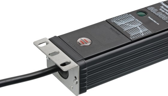 Premium-Web-Line V3 Internet-Steckdosenleiste 19" mit ÜSS 2-fach schwarz 3m H05VV-F3G1,5 - Produktansicht