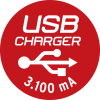 Alu-Office-Line 60.000A Überspannungsschutz-Steckdosenleiste mit USB-Ladefunktion 4-fach 1,8m H05VV-F 3G1,5