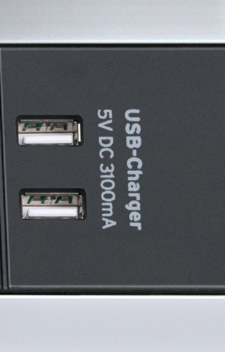 Alu-Office-Line 60.000A Überspannungsschutz-Steckdosenleiste mit USB-Ladefunktion 4-fach 1,8m H05VV-F 3G1,5 - Produktansicht