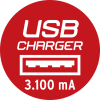 Premium-Alu-Line Steckdosenleiste mit USB-Ladefunktion 6-fach 3m H05VV-F 3G1,5