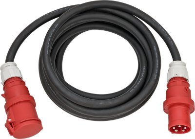 CEE Verlängerungskabel (Gummi), CEE-Kupplung und CEE-Stecker 400V/63A, Kabel 20m H07RN-F 5G16,0 schwarz