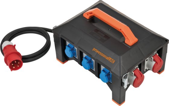 professionalLINE Gummi-Stromverteiler BSV 5-32A FI 2m H07RN-F 5G6,0 CEE32A+2x16A, 6x230V - Produktbild