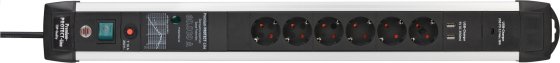 Premium-Protect-Line 60.000A Überspannungsschutz-Steckdosenleiste mit Power Delivery USB-Ladefunktion 6-fach 3m H05VV-F 3G1,5 - Produktansicht