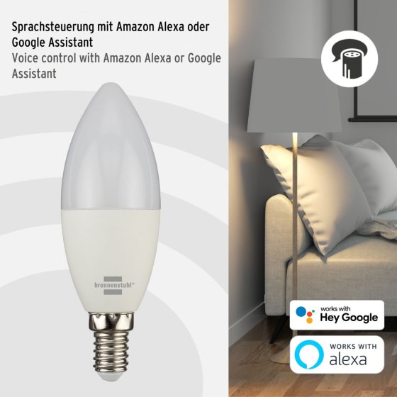 Brennenstuhl Connect Wifi Bulb Sb 400 E14 430lm 5 5w Brennenstuhl Connect Wifi Bulb Sb 400, How To Connect Alexa Lamps