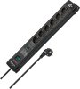 Premium-Line 26.000A &Uuml;berspannungsschutz-Steckdosenleiste 6-fach schwarz 1,8m H05VV-F3G1,5     