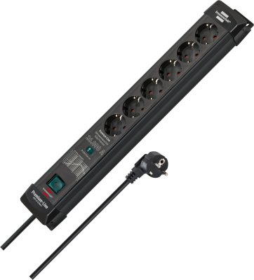 Premium-Line 26.000A Überspannungsschutz-Steckdosenleiste 6-fach schwarz 1,8m H05VV-F3G1,5     