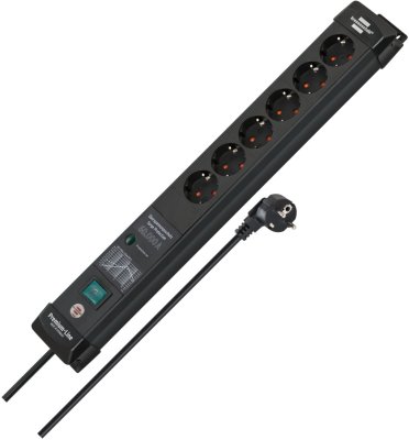 Premium-Line 60.000A Überspannungsschutz-Steckdosenleiste 6-fach schwarz 5m H05VV-F 3G1,5