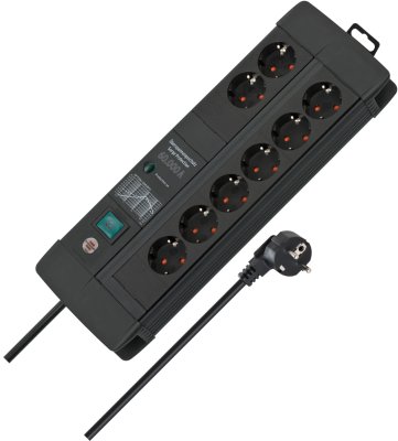 Premium-Line 60.000A Überspannungsschutz-Steckdosenleiste 8-fach Duo schwarz 3m H05VV-F 3G1,5
